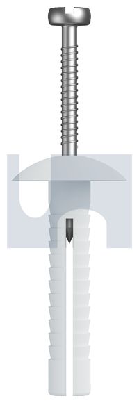 6.5mm x 100mm MUSH NYLON NAIL IN ANCHORS ZINC
