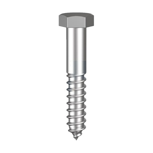 M6 x 50mm HEX COACHSCREWS 316 S/S